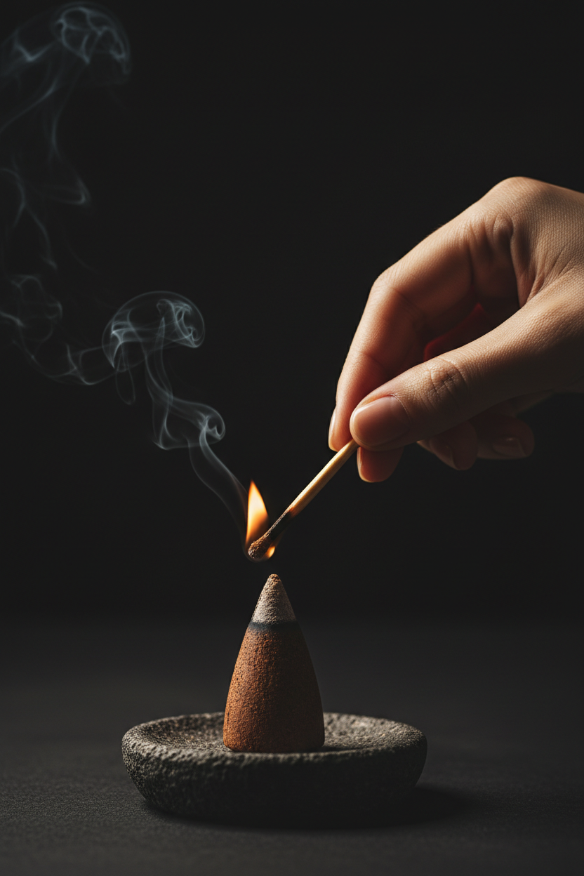 Oraisi Oud Cones Being Lit